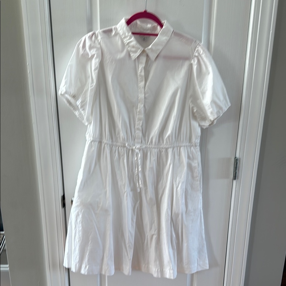 White Collared Short Sleeve Dress